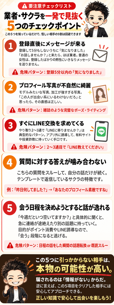 業者・サクラの手口と一発で見抜くポイント
